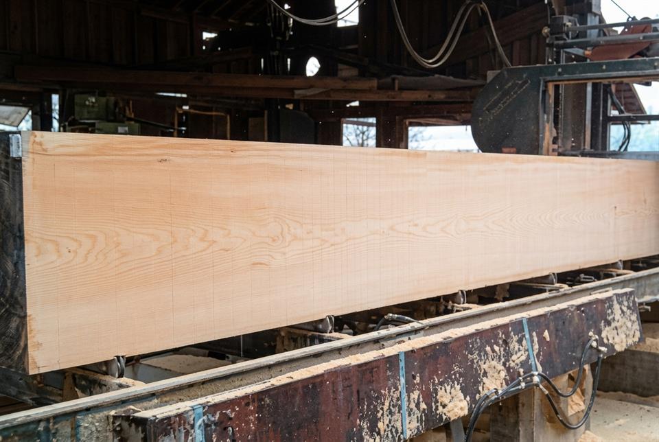 Sawmill Bandsaw Cutting Massive Beam